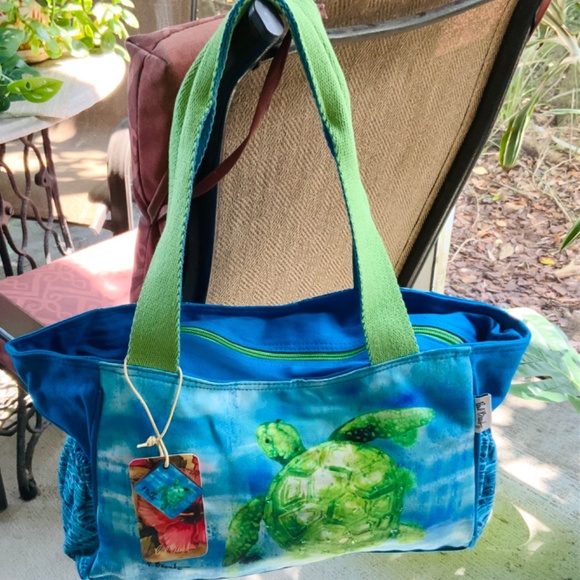 SEA TURTLE TROPICAL SUMMER Tote HANDBAG - SHOULDER  BAG 💙  NWT 💙 LIGHTWEIGHT - Picture 9 of 11